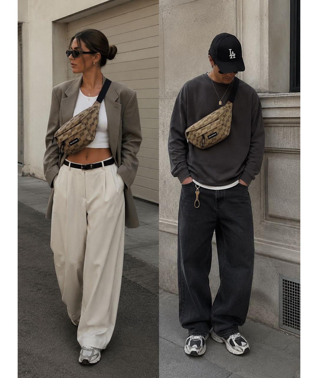 BALENCIAGA Коричневая жаккардовая поясная сумка, фото 2