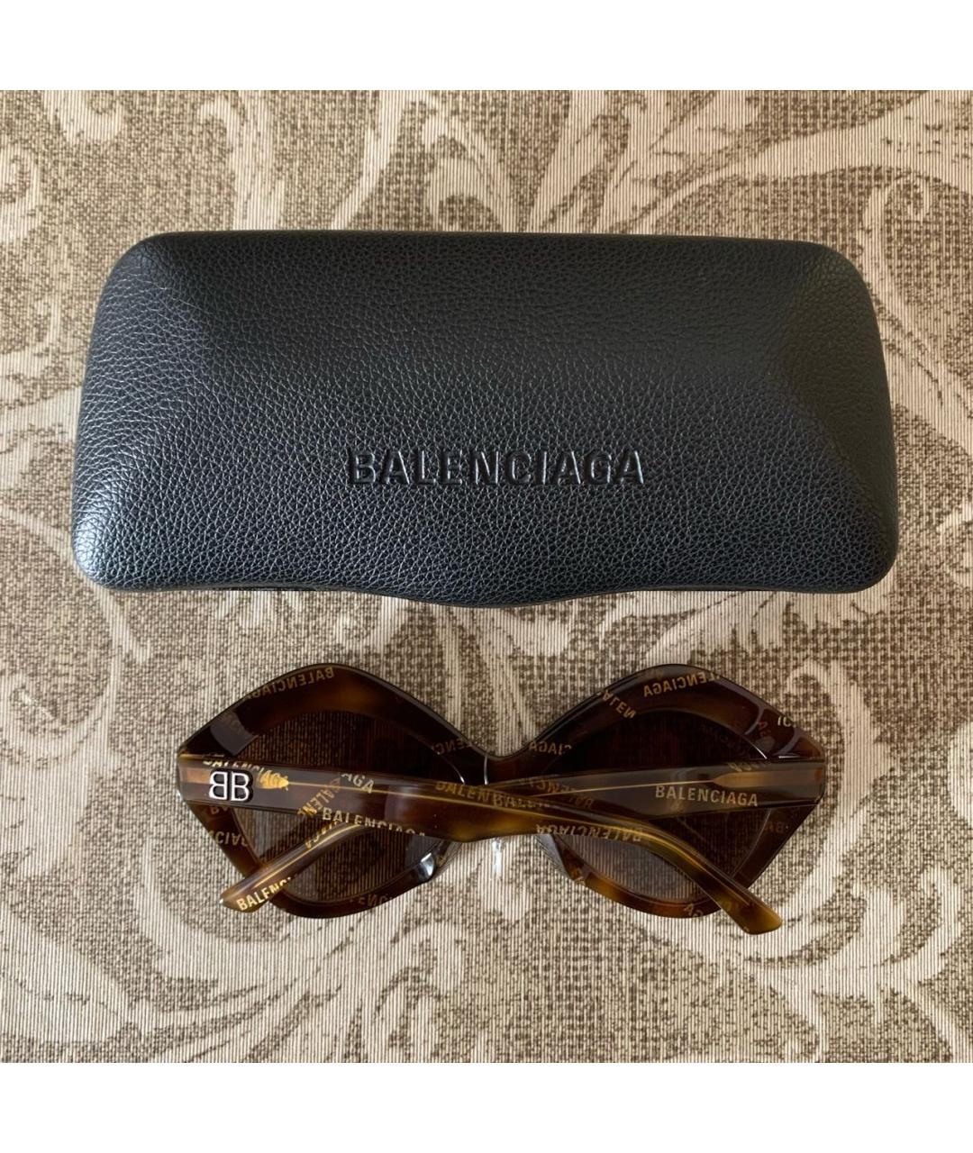 BALENCIAGA Коричневые пластиковые солнцезащитные очки, фото 2