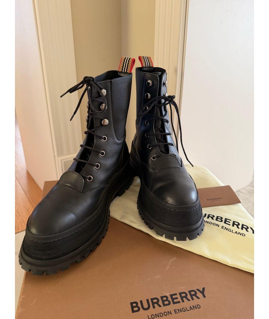 BURBERRY Черные кожаные ботинки, фото 2