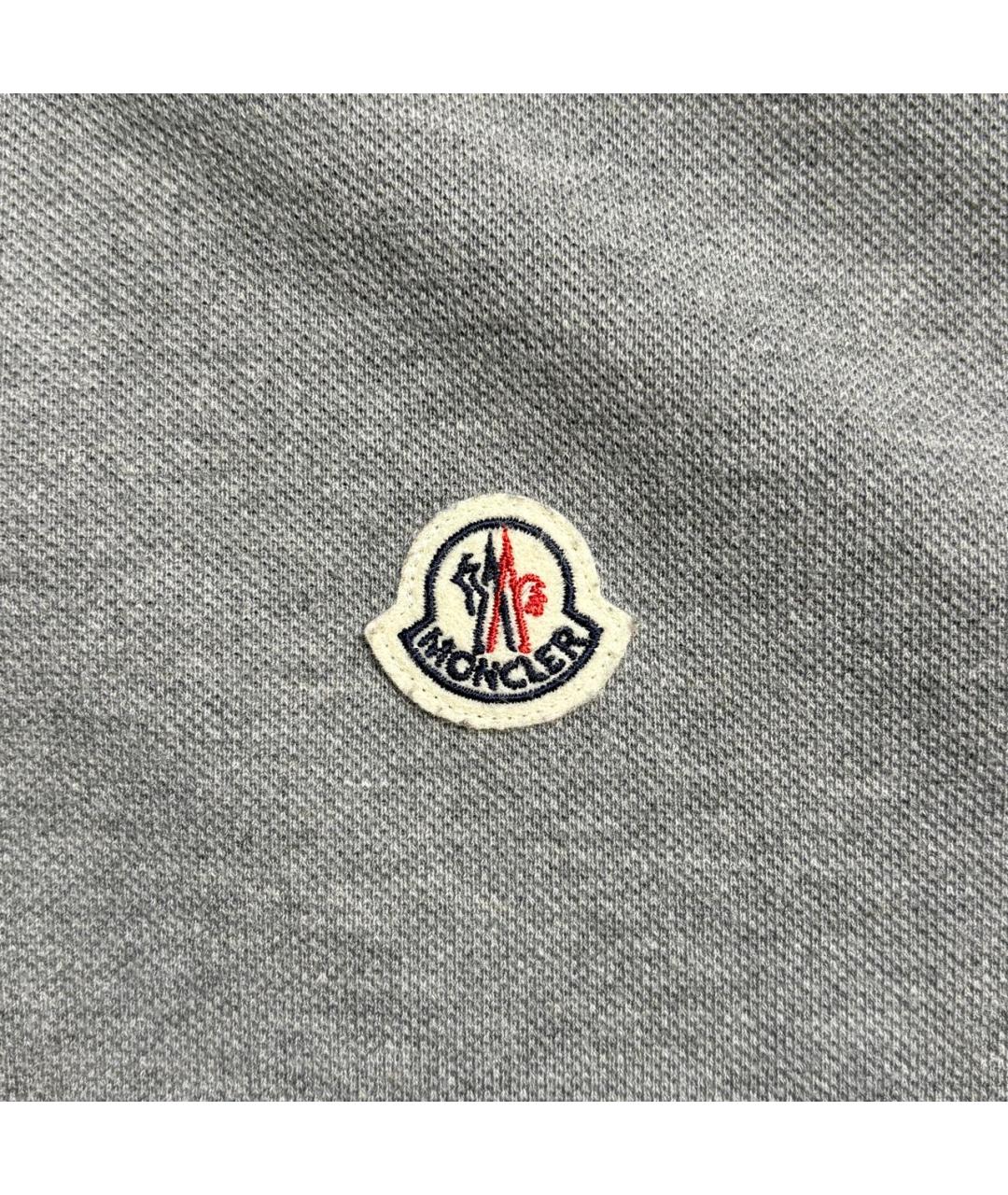 MONCLER Серое хлопковое поло с коротким рукавом, фото 6