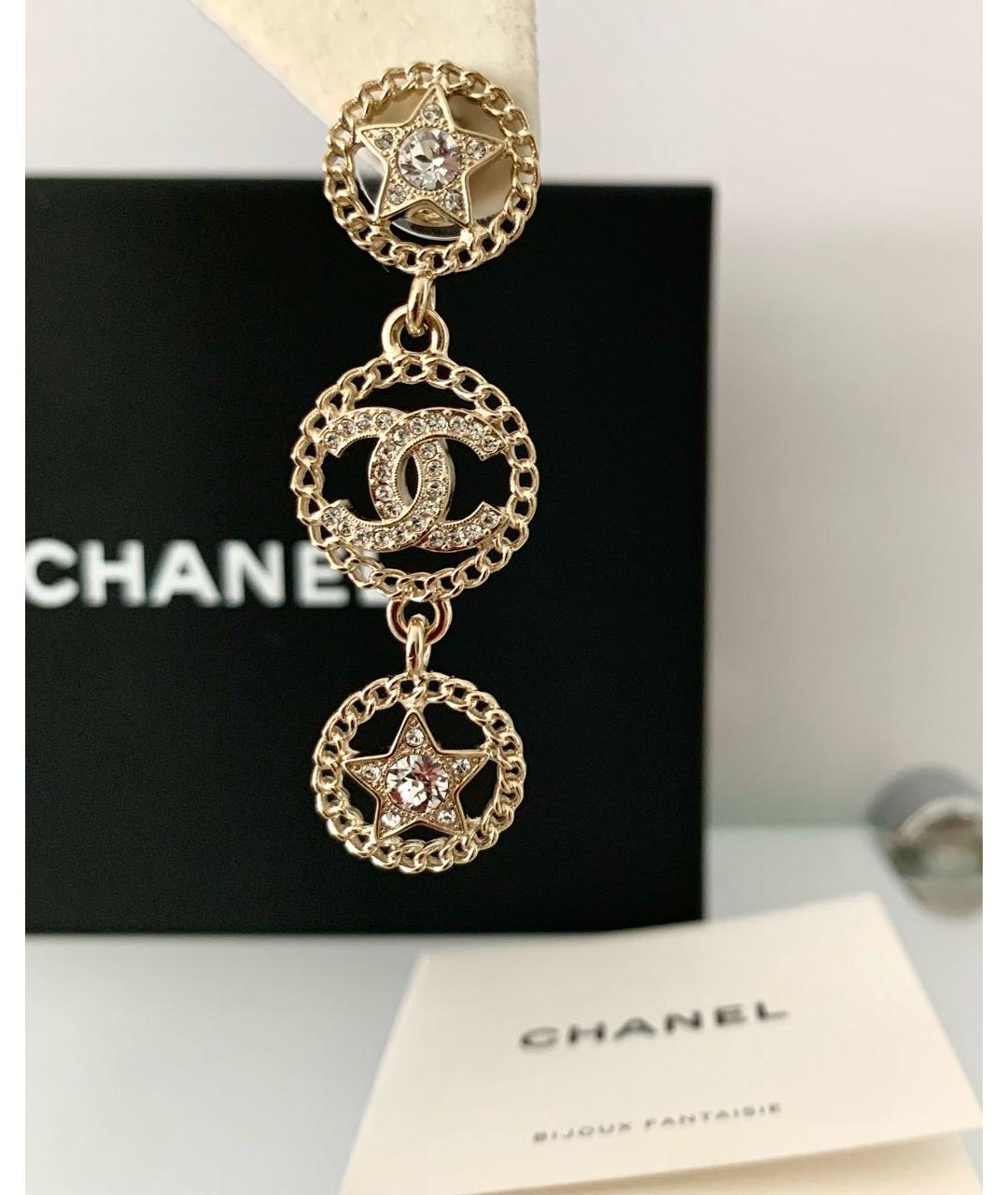 CHANEL Золотые латунные серьги, фото 3