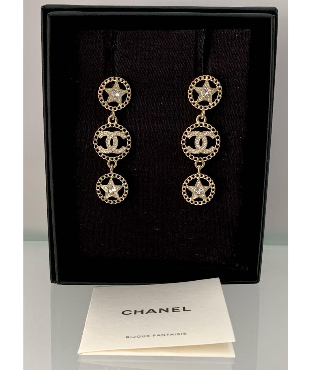 CHANEL Золотые латунные серьги, фото 5