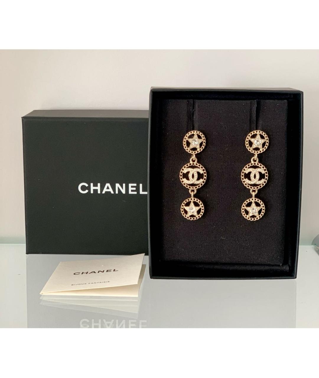 CHANEL Золотые латунные серьги, фото 4