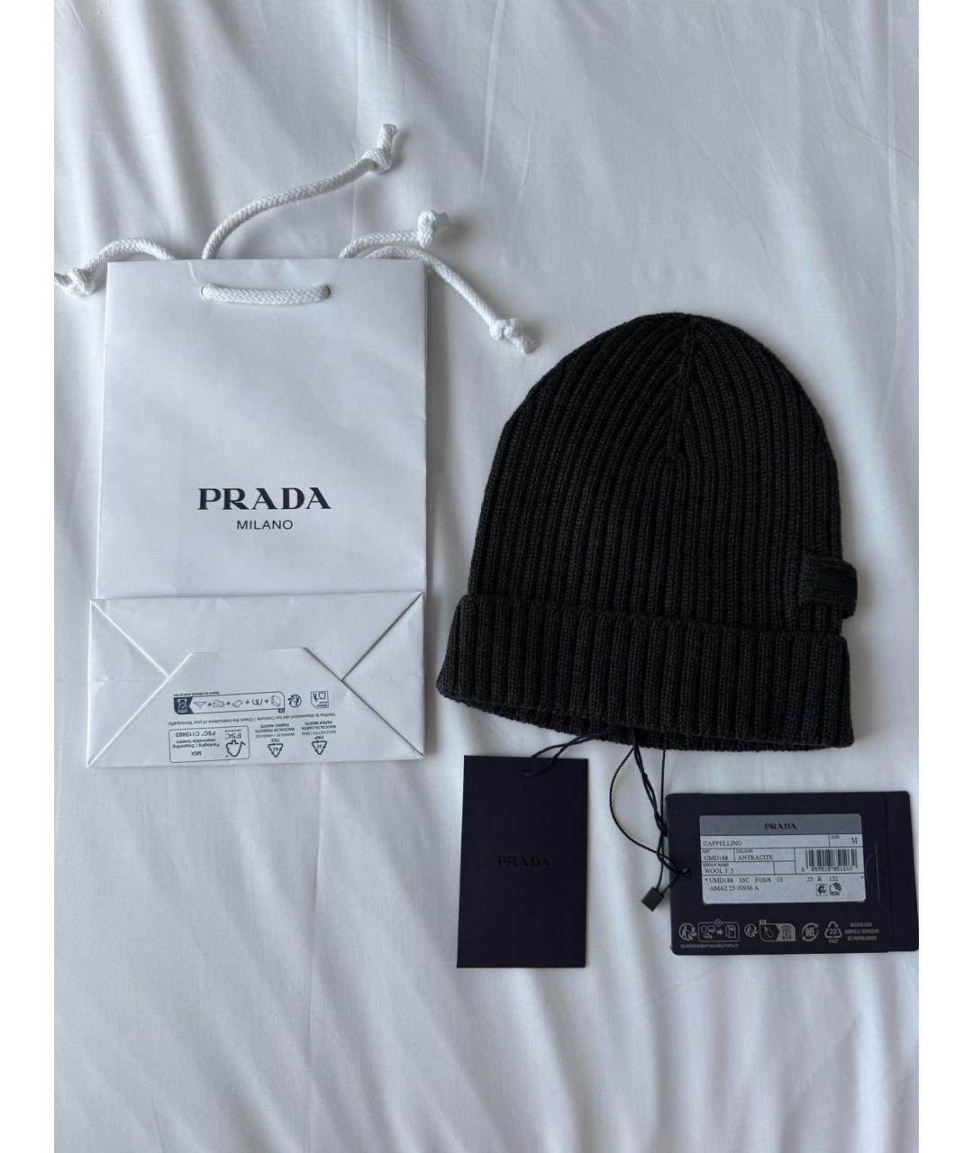 PRADA Антрацитовая шерстяная шапка, фото 5