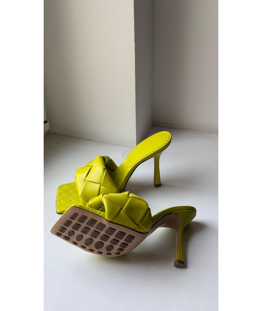 BOTTEGA VENETA Зеленые кожаные мюли, фото 6