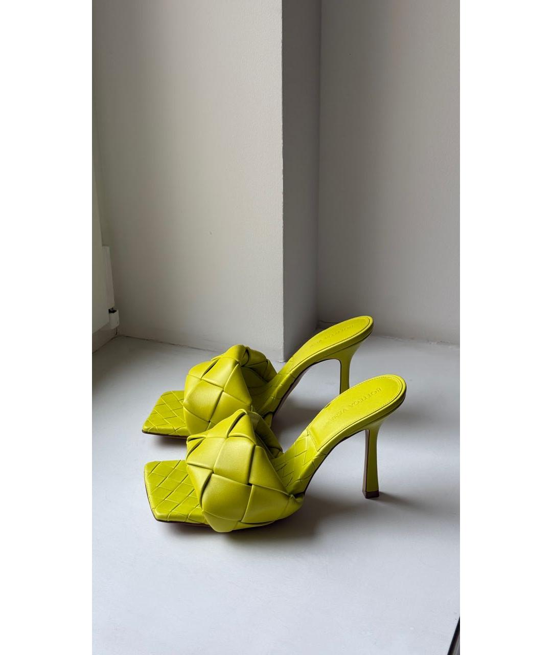 BOTTEGA VENETA Зеленые кожаные мюли, фото 8