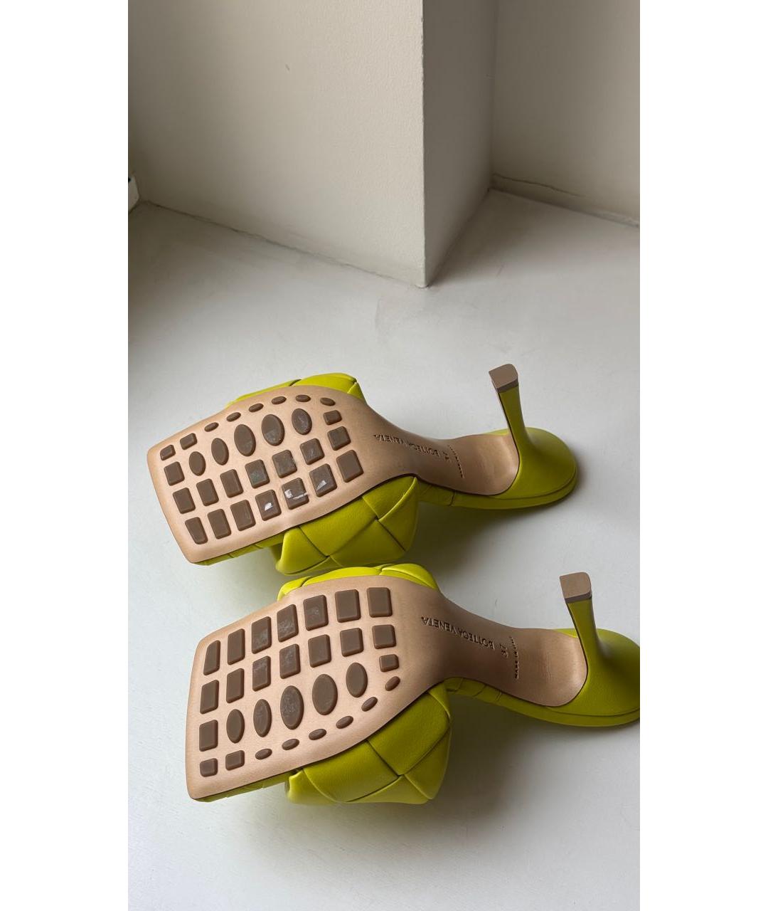 BOTTEGA VENETA Зеленые кожаные мюли, фото 7
