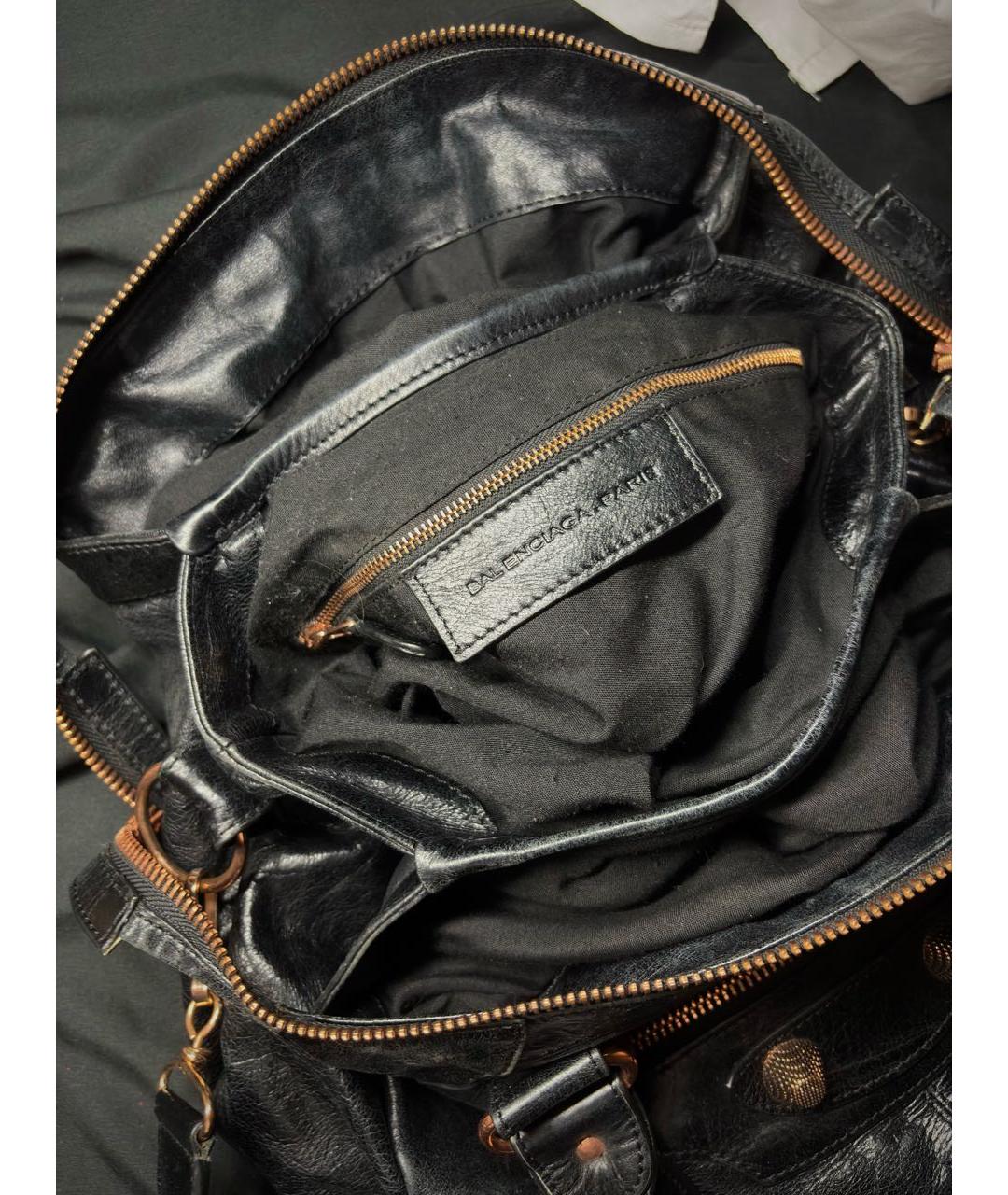 BALENCIAGA Черная кожаная сумка с короткими ручками, фото 4