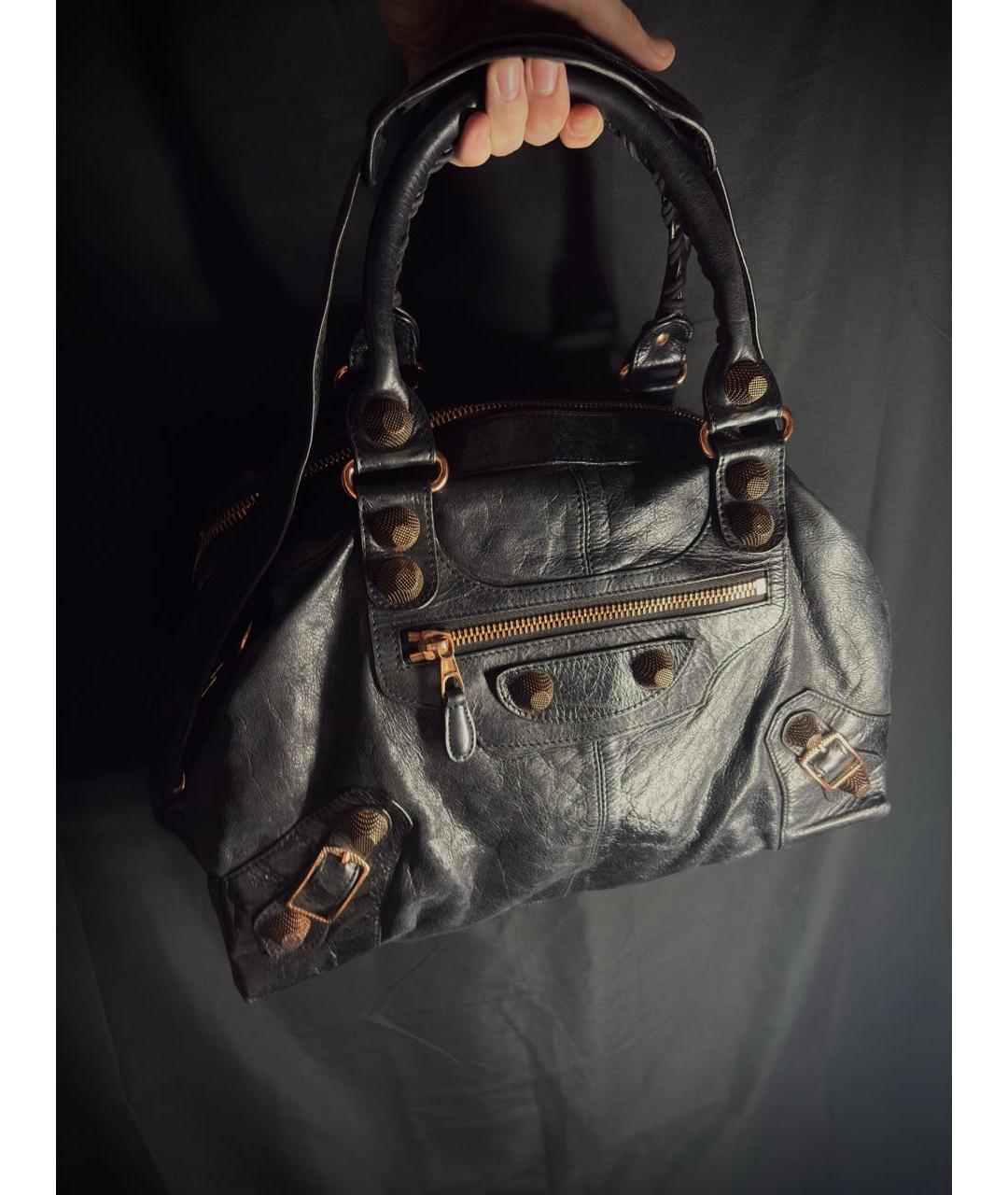 BALENCIAGA Черная кожаная сумка с короткими ручками, фото 8