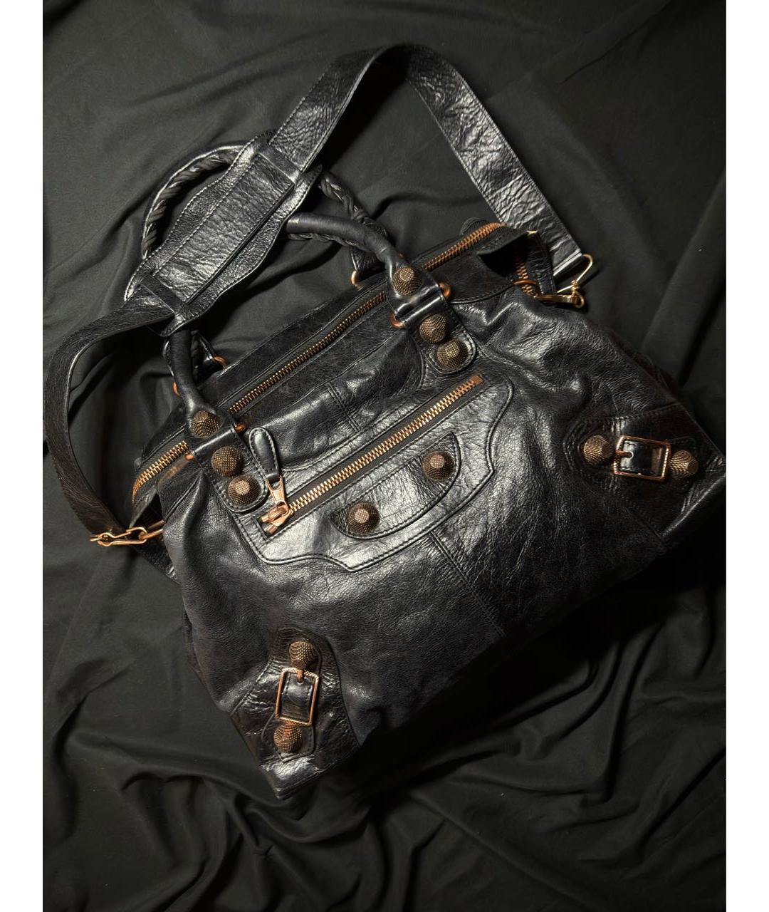 BALENCIAGA Черная кожаная сумка с короткими ручками, фото 2