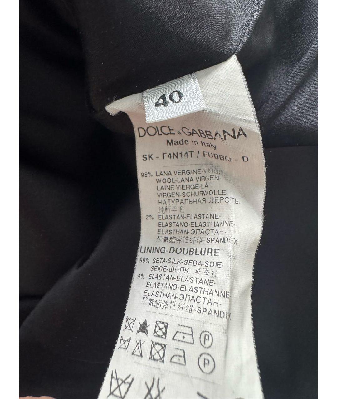 DOLCE&GABBANA Черная шерстяная юбка миди, фото 4