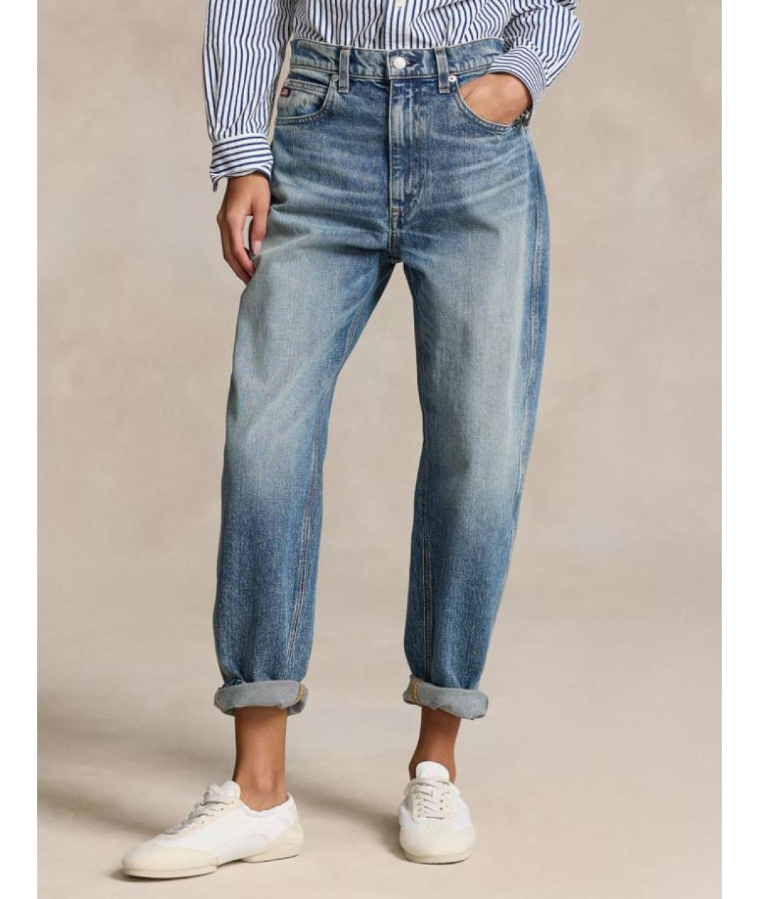 POLO RALPH LAUREN Голубые хлопковые прямые джинсы, фото 9