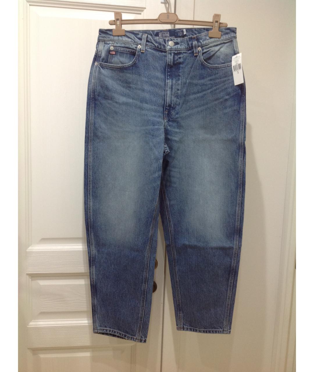 POLO RALPH LAUREN Голубые хлопковые прямые джинсы, фото 5