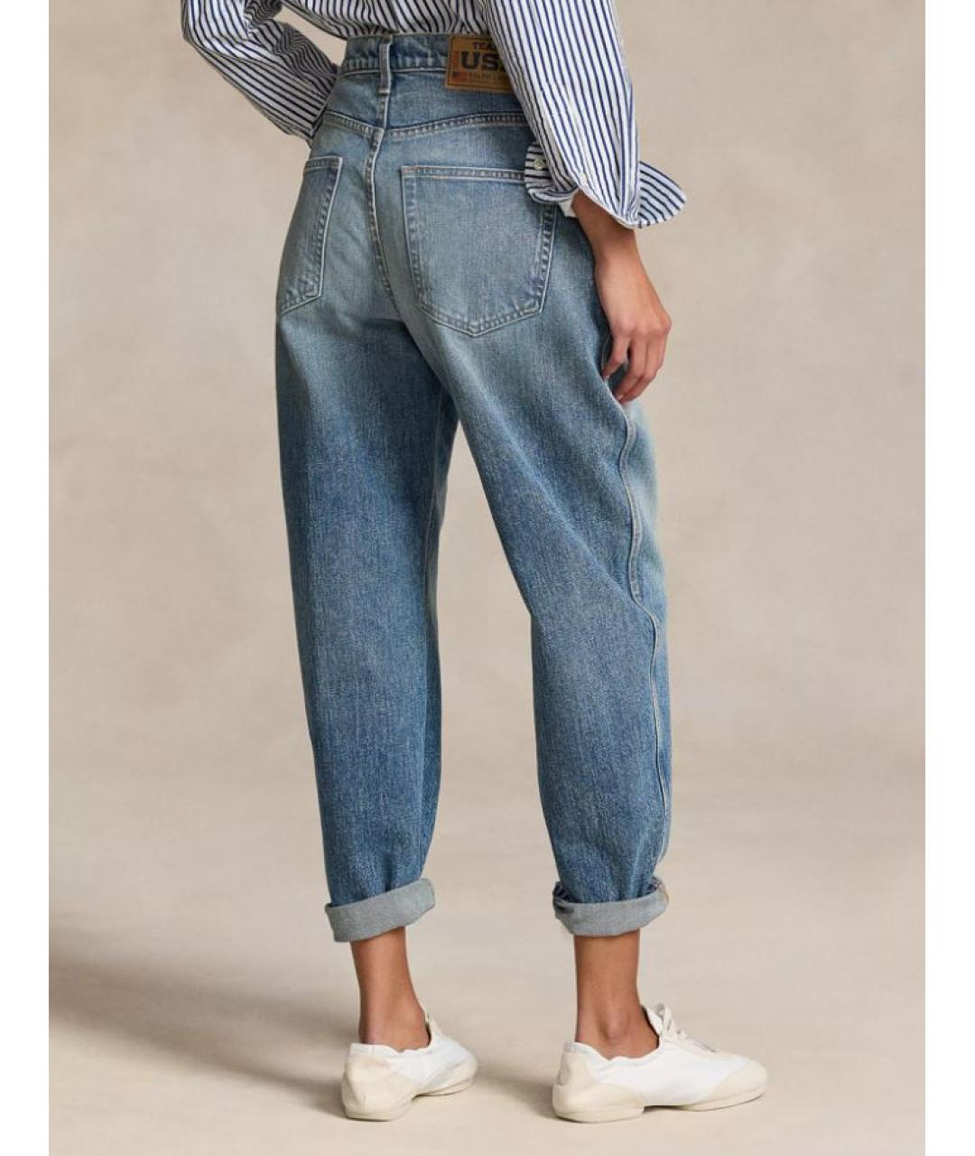 POLO RALPH LAUREN Голубые хлопковые прямые джинсы, фото 3