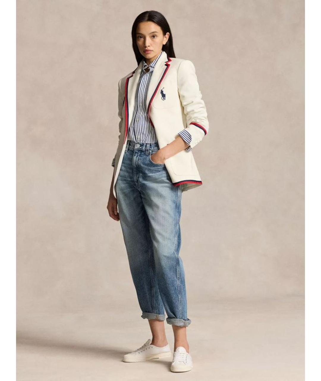 POLO RALPH LAUREN Голубые хлопковые прямые джинсы, фото 2
