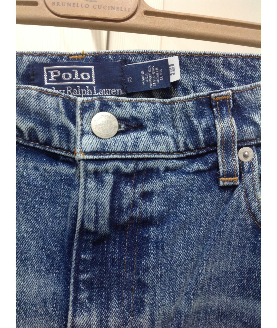 POLO RALPH LAUREN Голубые хлопковые прямые джинсы, фото 6