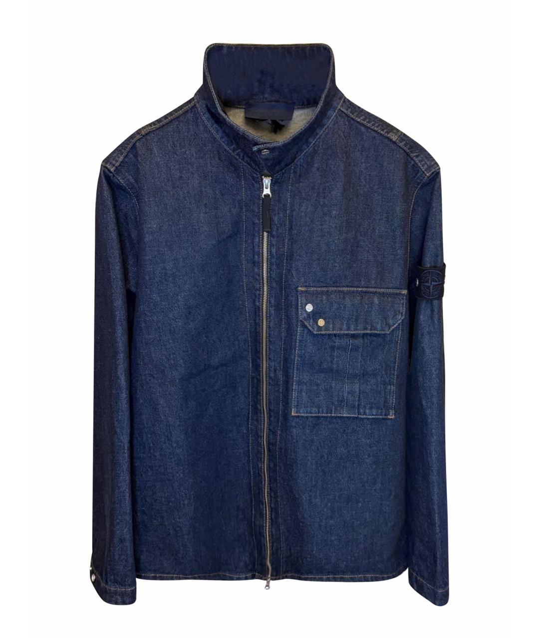 STONE ISLAND Темно-синяя деним куртка, фото 1