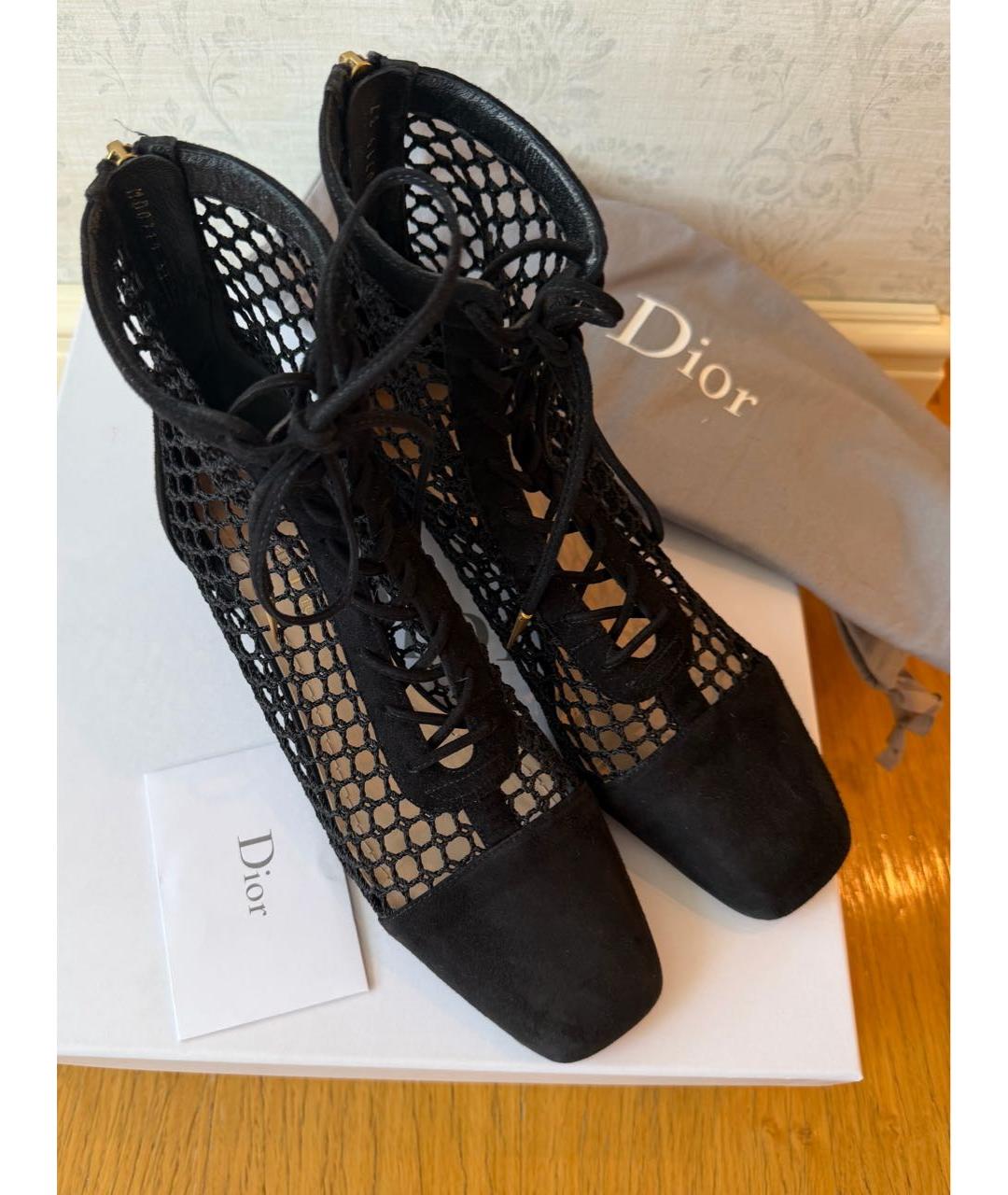 CHRISTIAN DIOR Черные замшевые ботильоны, фото 3