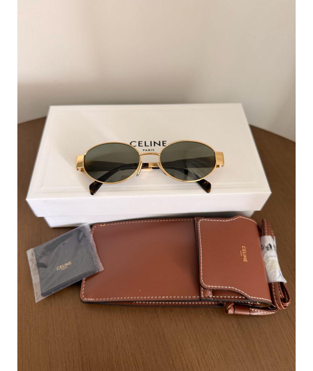 CELINE Золотые металлические солнцезащитные очки, фото 4