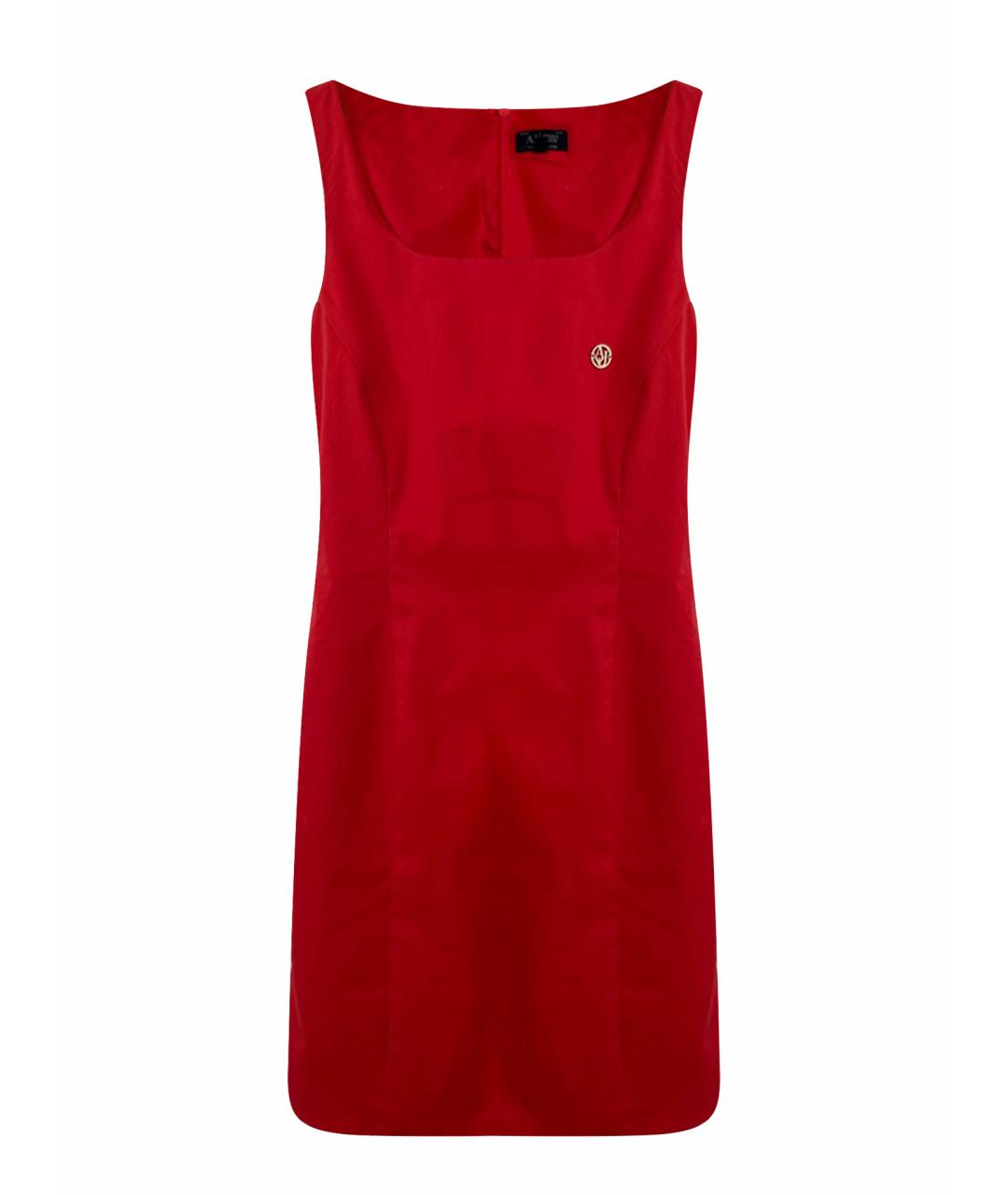 ARMANI JEANS Красное хлопковое коктейльное платье, фото 1