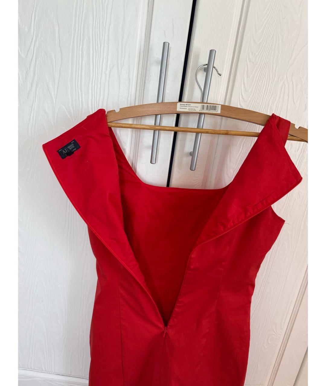 ARMANI JEANS Красное хлопковое коктейльное платье, фото 3