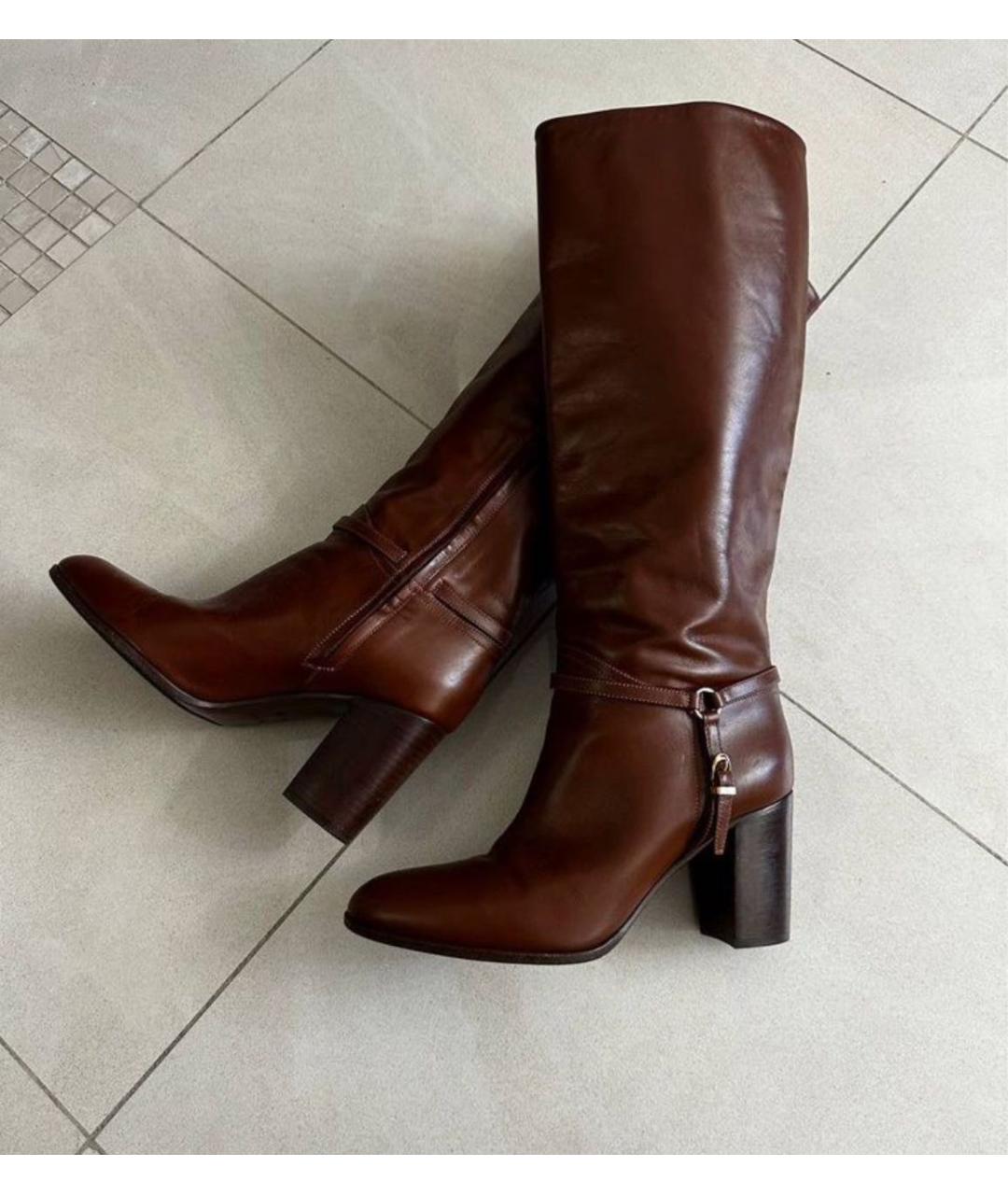 RALPH LAUREN Коричневые кожаные сапоги, фото 4