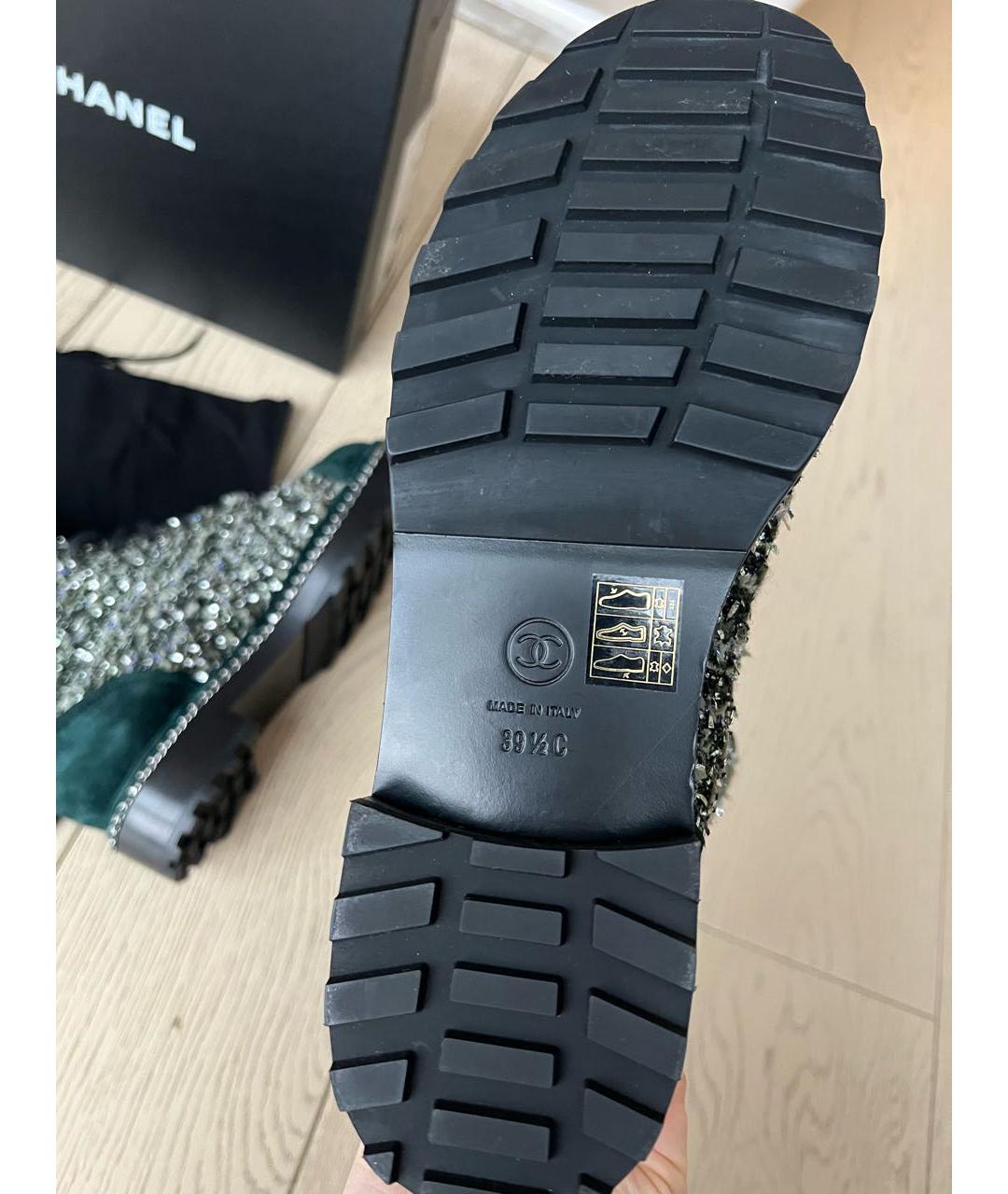 CHANEL Зеленые замшевые полусапоги, фото 4