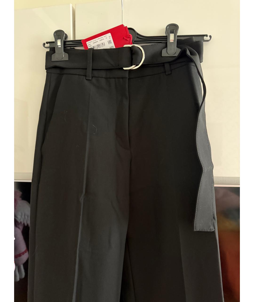 HUGO BOSS Черные полиэстеровые прямые брюки, фото 2