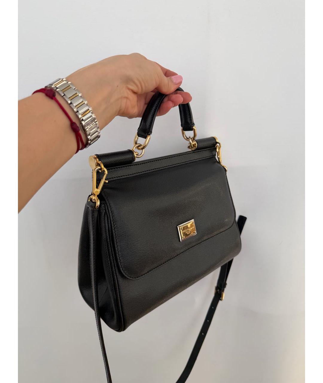 DOLCE&GABBANA Черная кожаная сумка с короткими ручками, фото 2