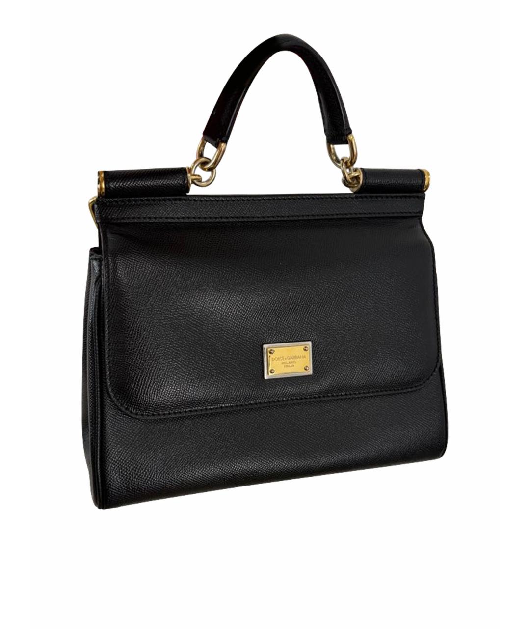 DOLCE&GABBANA Черная кожаная сумка с короткими ручками, фото 1