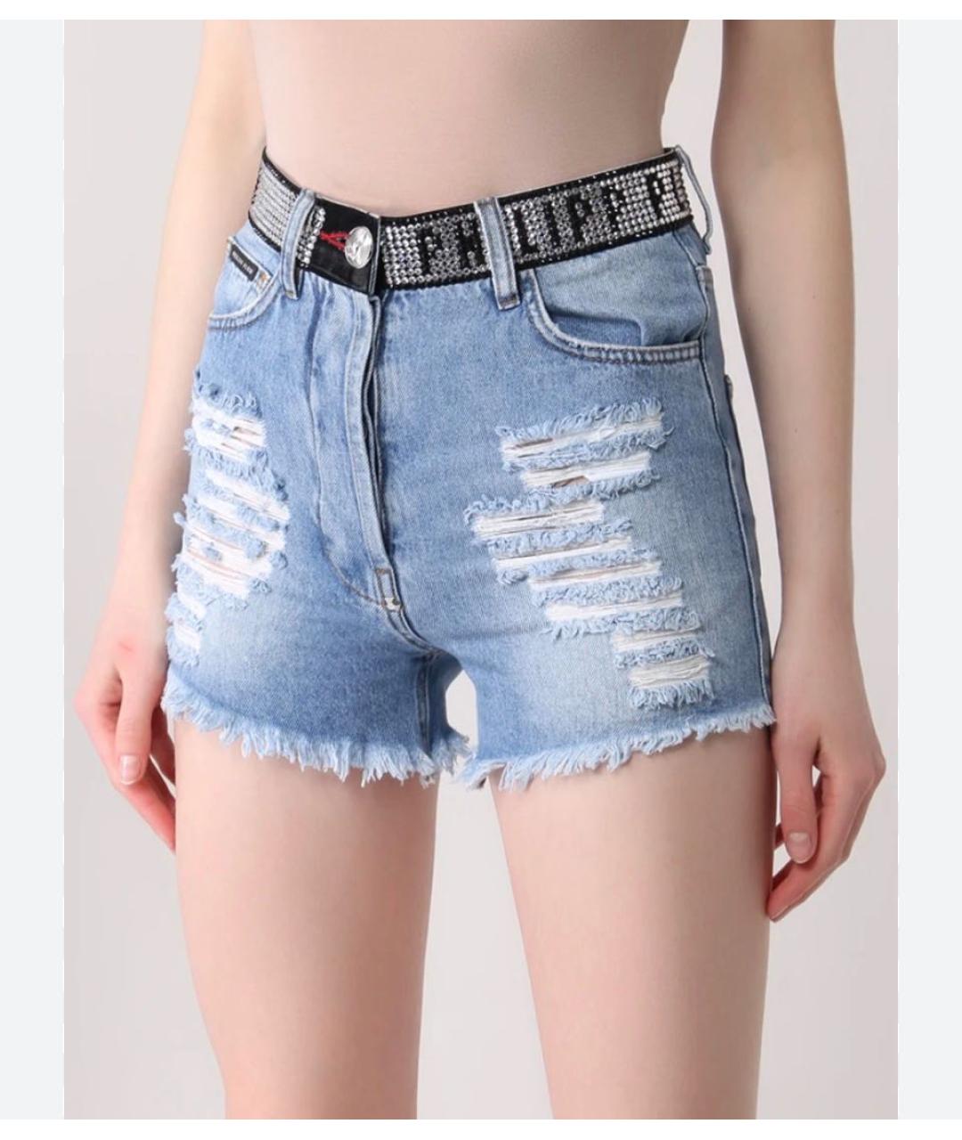 PHILIPP PLEIN Голубые деним шорты, фото 4