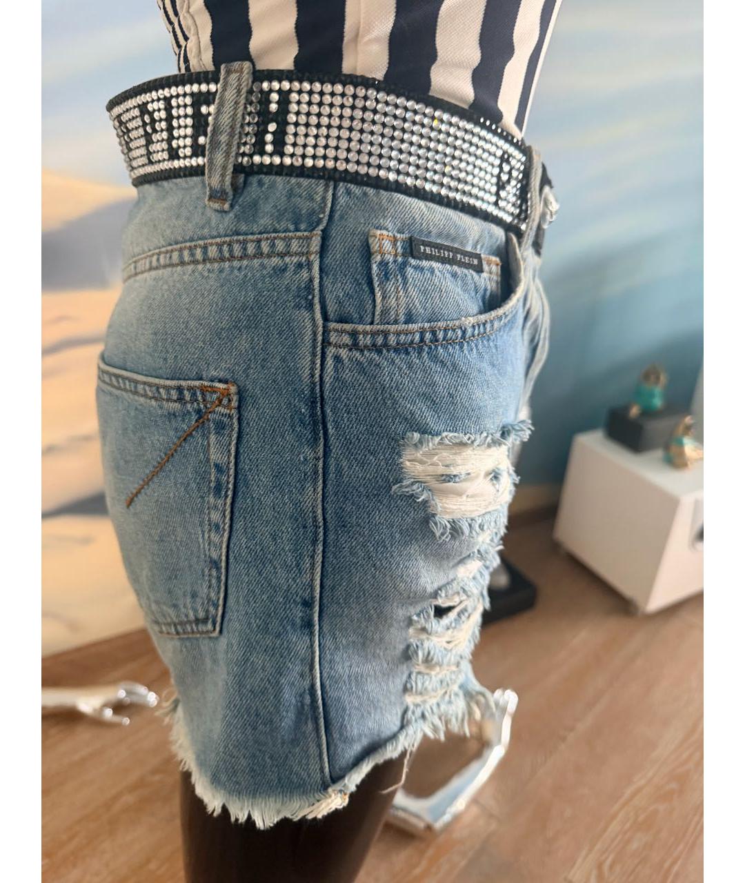 PHILIPP PLEIN Голубые деним шорты, фото 3