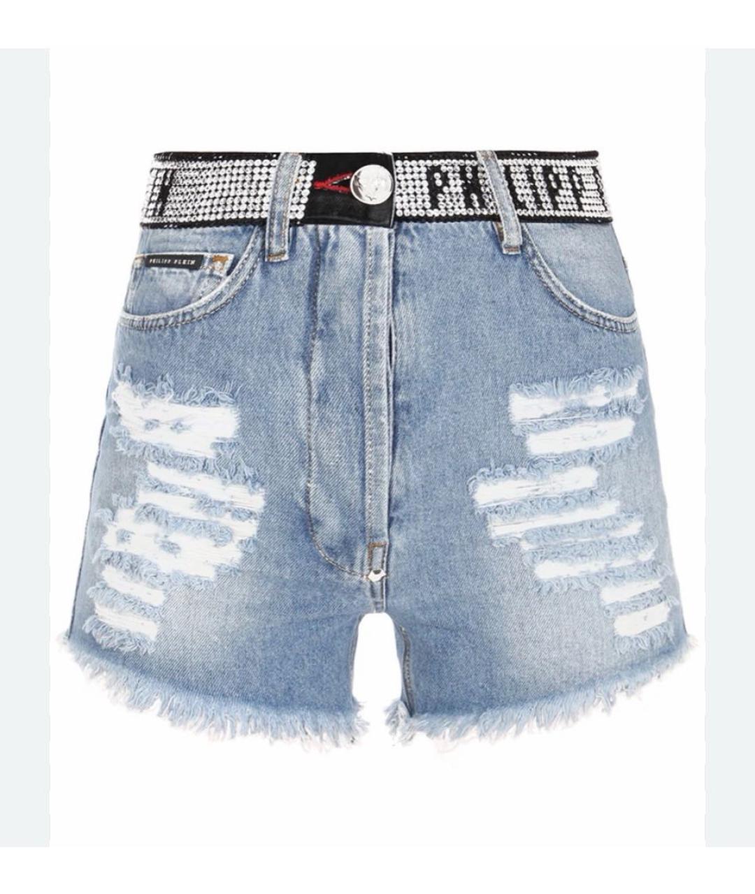 PHILIPP PLEIN Голубые деним шорты, фото 7