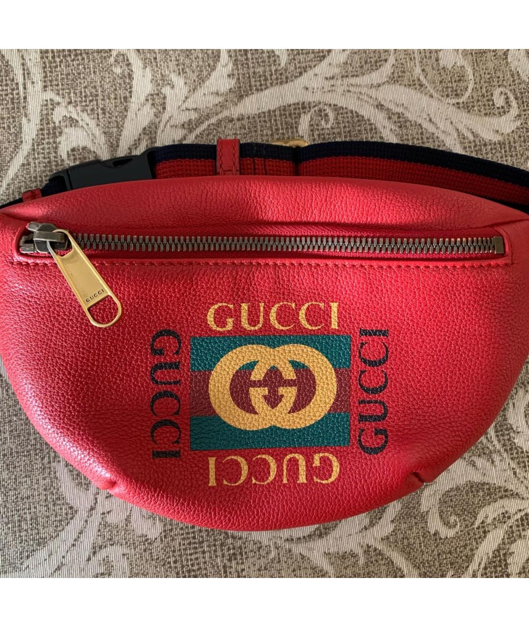 GUCCI Красная кожаная поясная сумка, фото 2