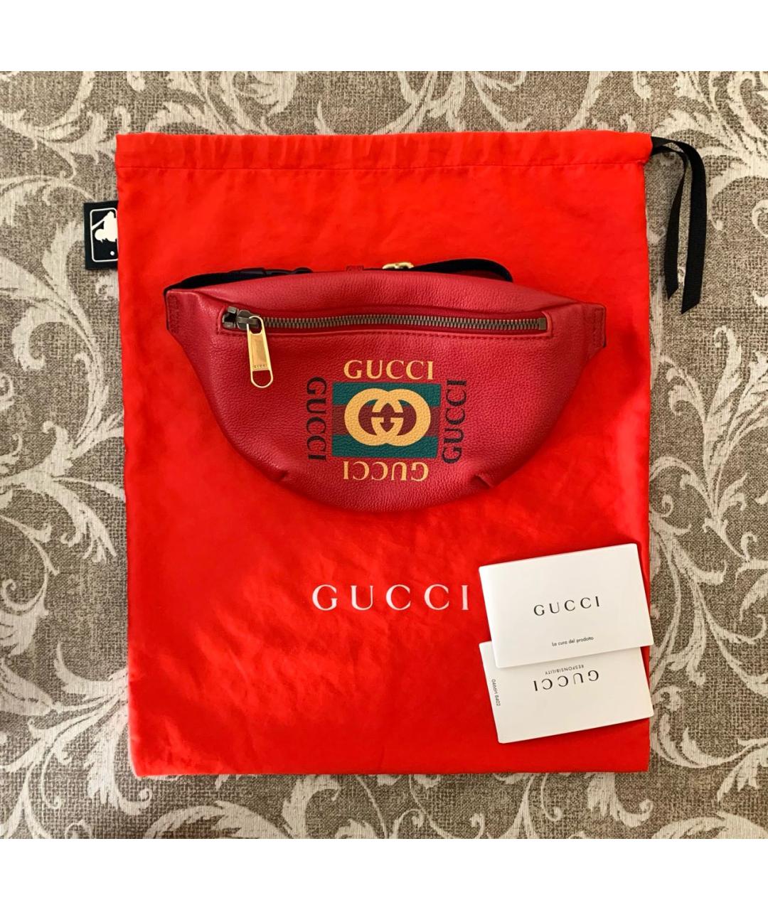 GUCCI Красная кожаная поясная сумка, фото 7