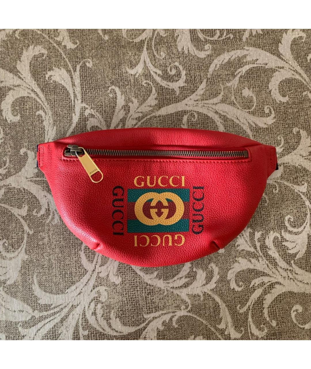 GUCCI Красная кожаная поясная сумка, фото 8