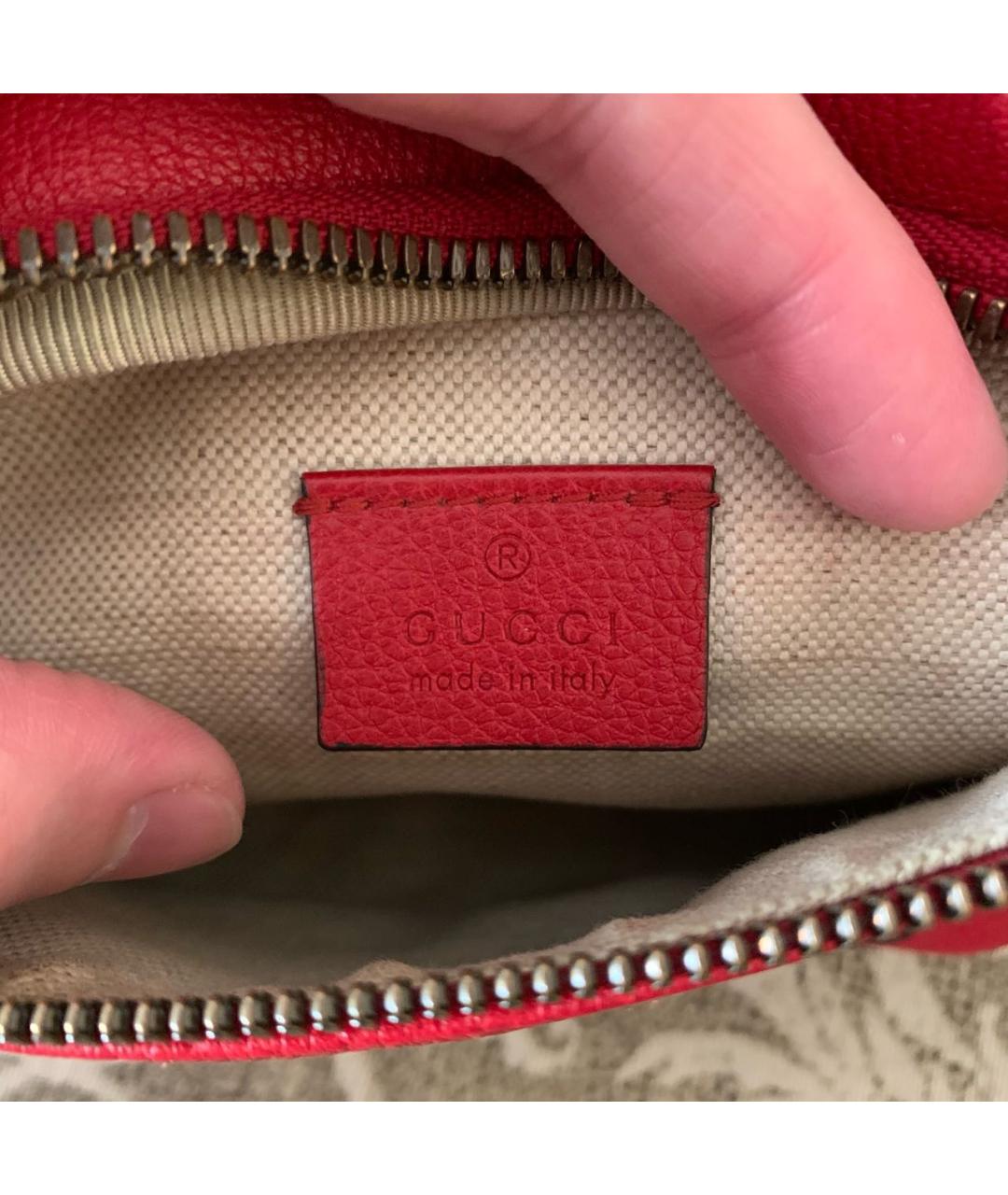 GUCCI Красная кожаная поясная сумка, фото 6