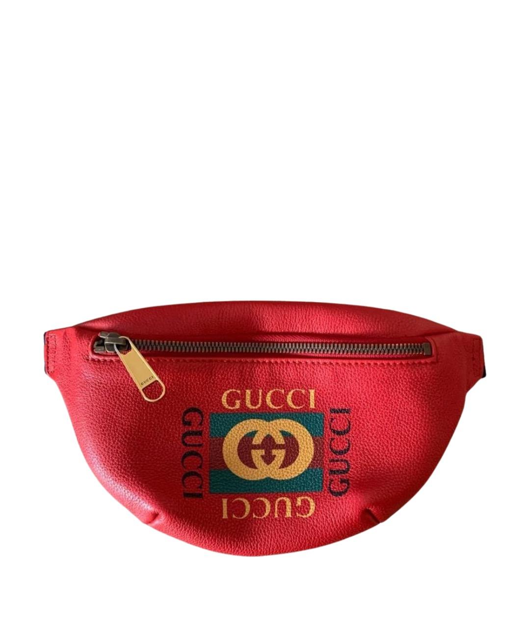 GUCCI Красная кожаная поясная сумка, фото 1