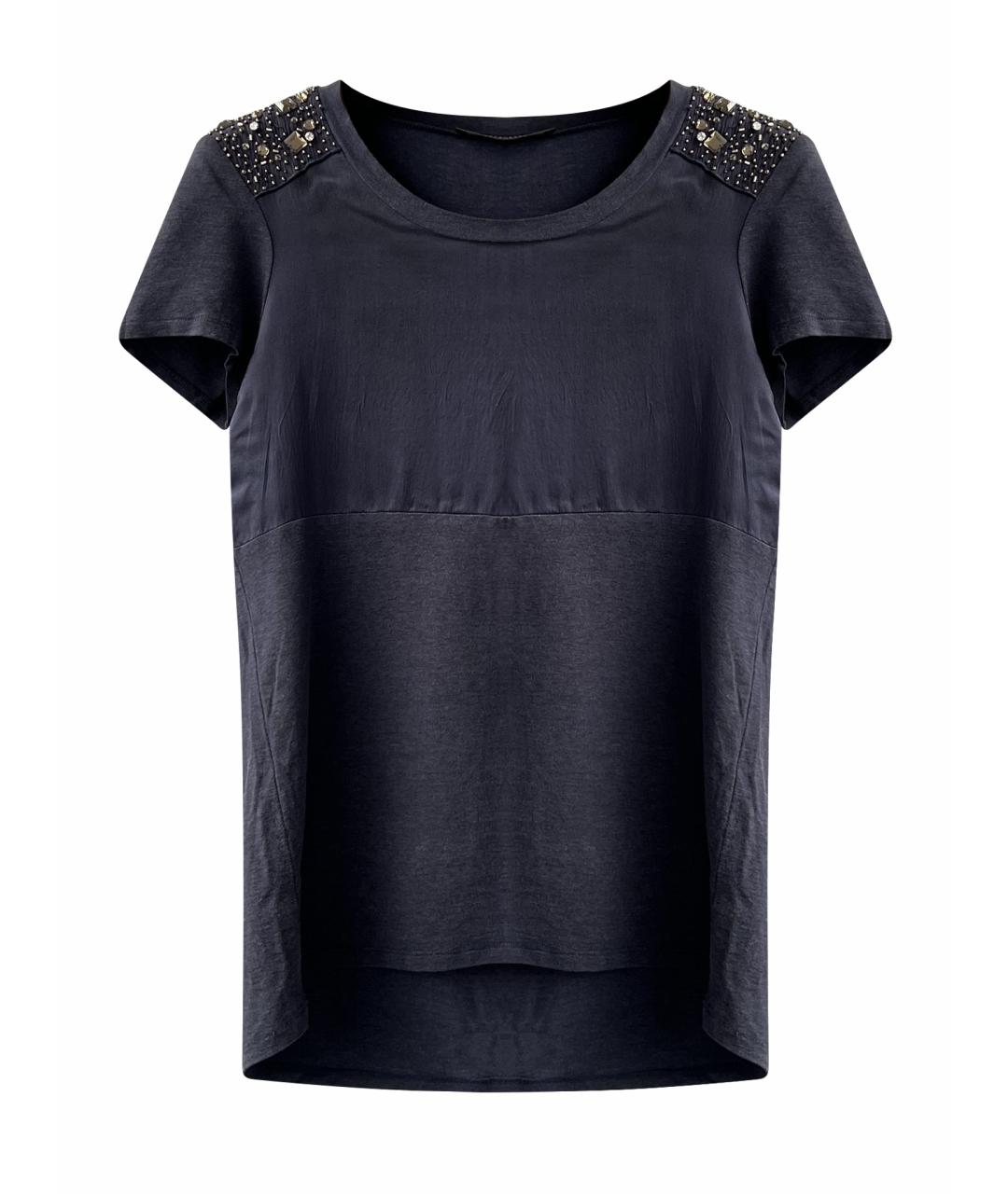 WEEKEND MAX MARA Темно-синяя хлопковая футболка, фото 1