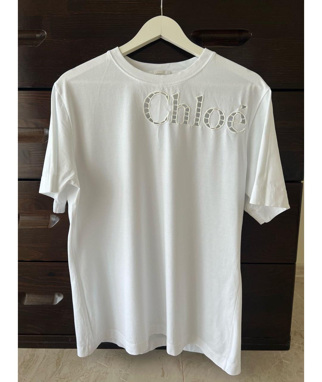 CHLOE Белая хлопковая футболка, фото 3