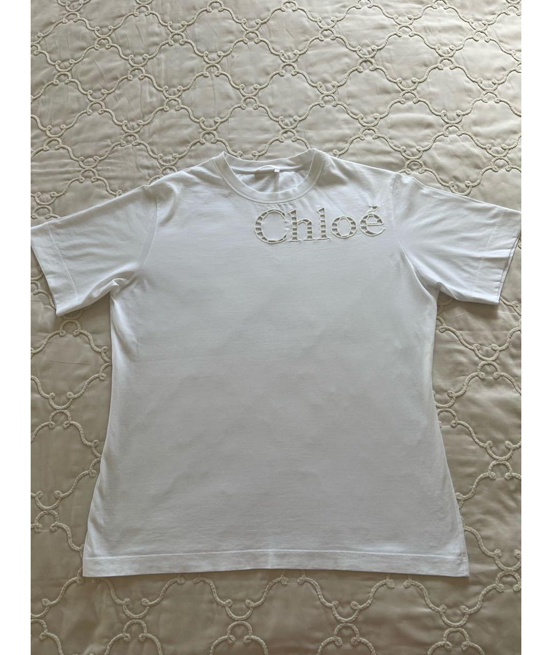 CHLOE Белая хлопковая футболка, фото 5