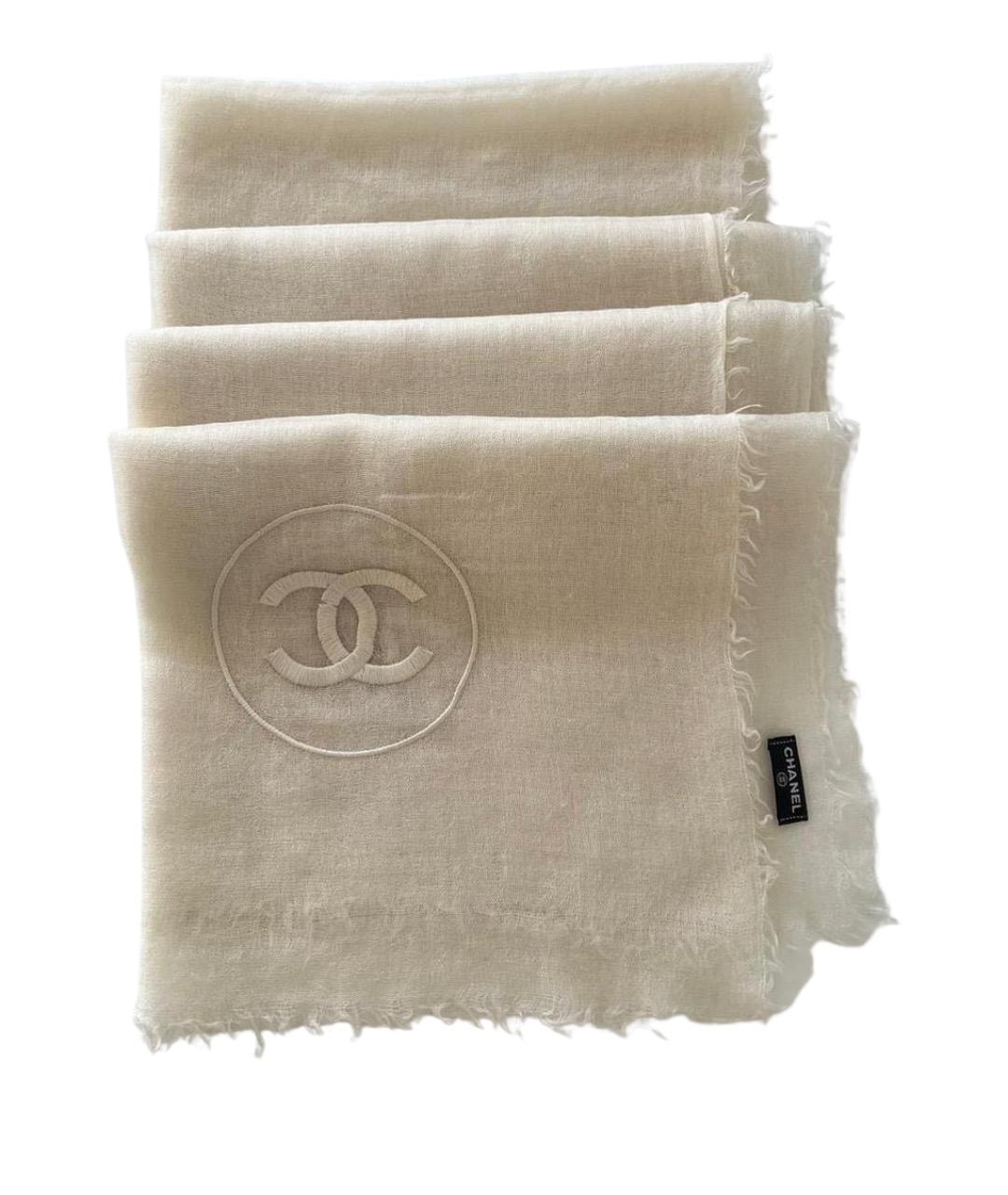 CHANEL Белый шарф, фото 1
