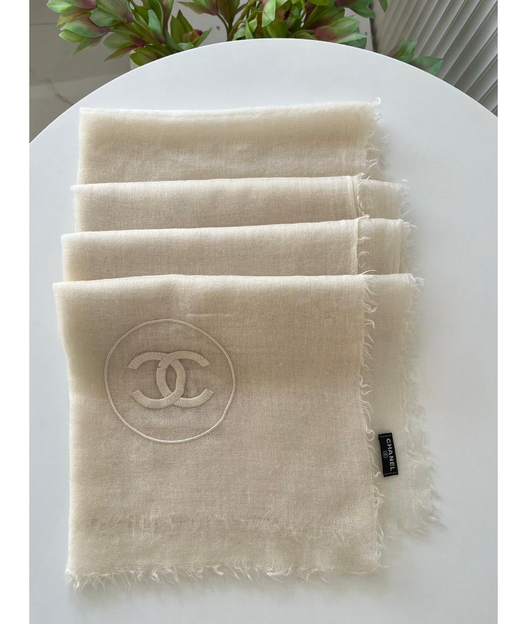 CHANEL Белый шарф, фото 8