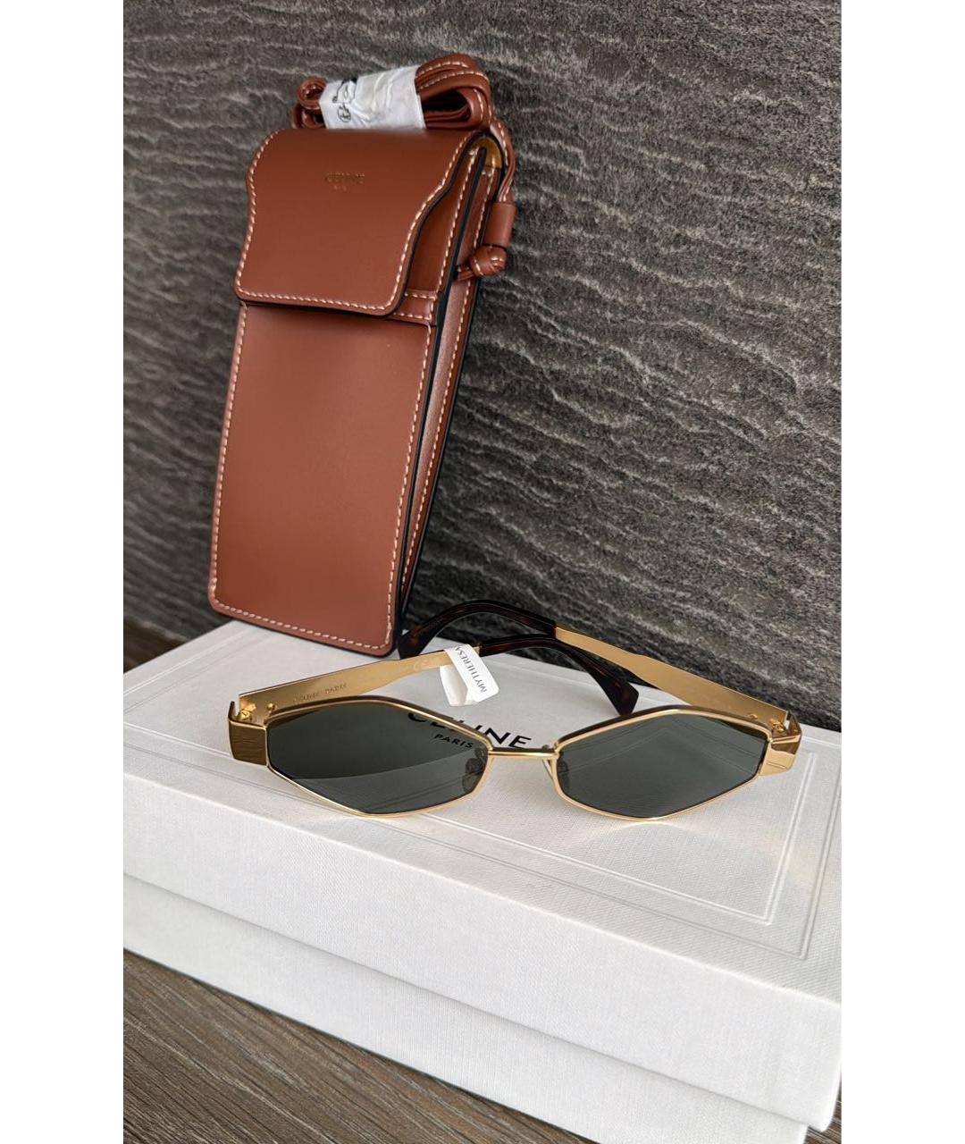CELINE Золотые металлические солнцезащитные очки, фото 4