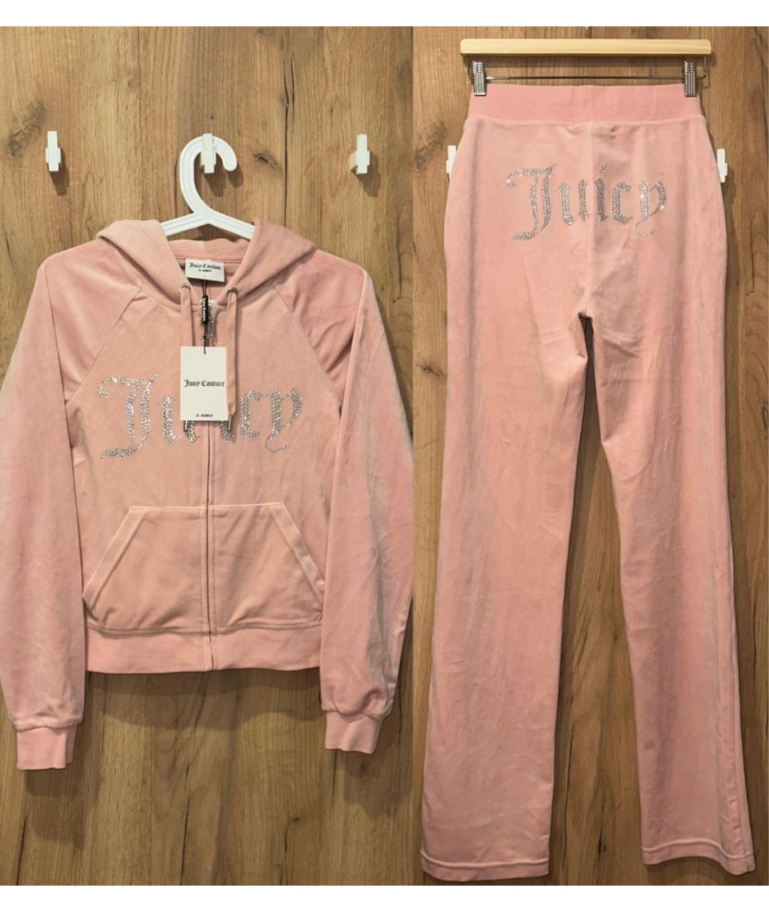 JUICY COUTURE Розовый велюровый костюм с брюками, фото 9