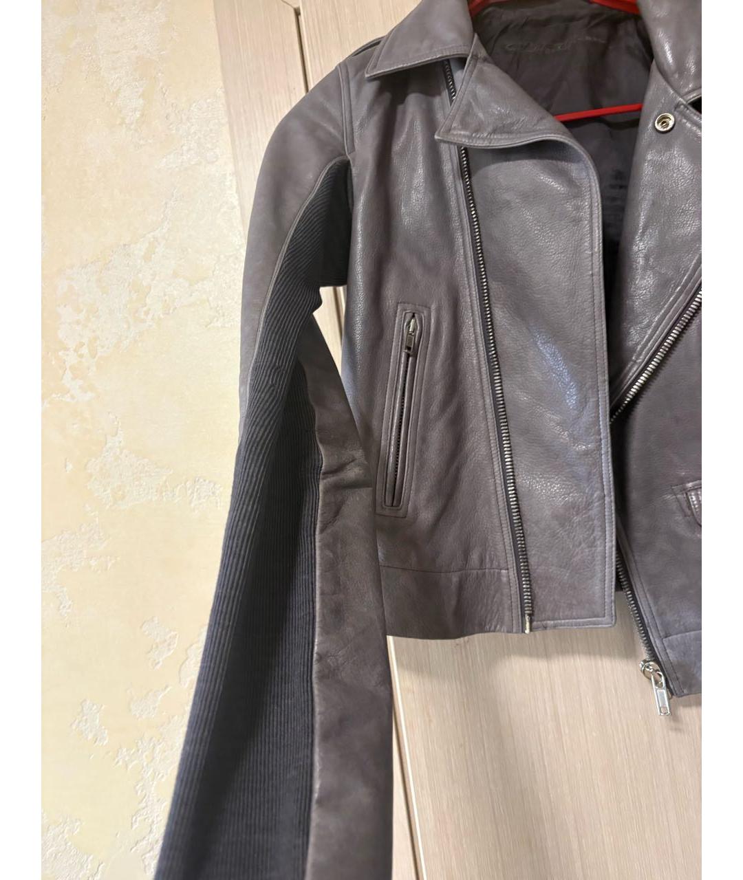 RICK OWENS Антрацитовая кожаная куртка, фото 4