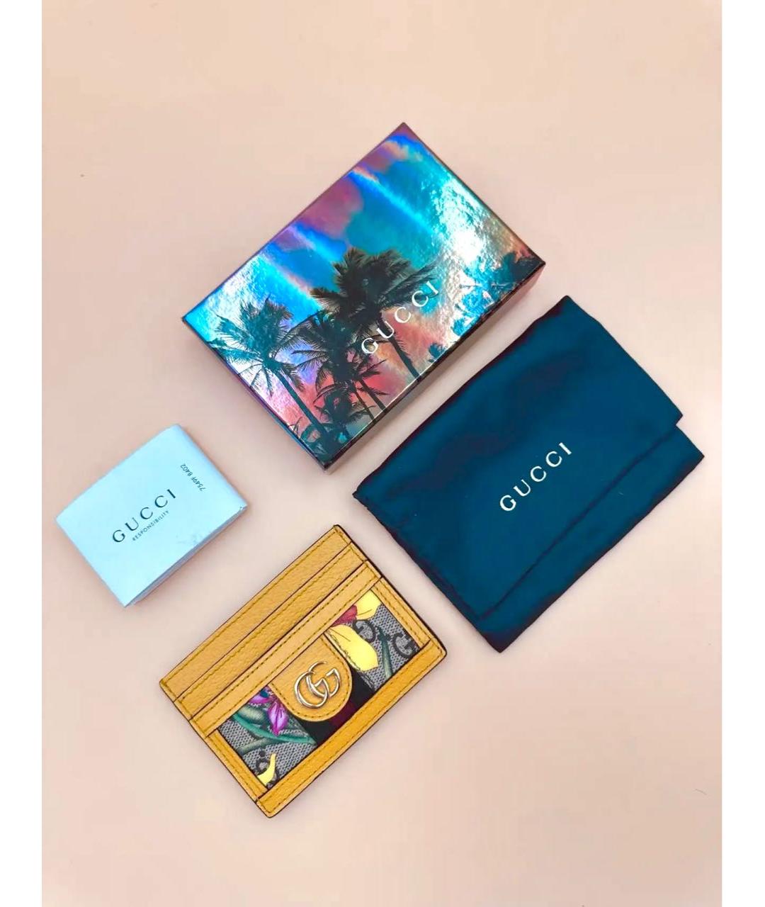GUCCI Желтый кожаный кардхолдер, фото 4