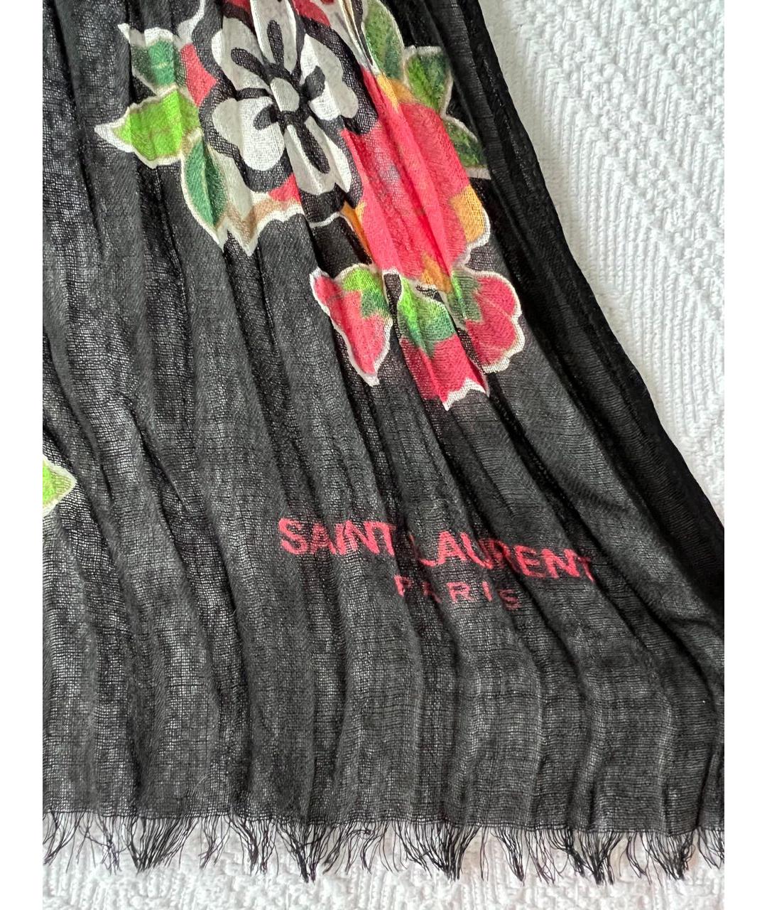 SAINT LAURENT Черный шарф, фото 4