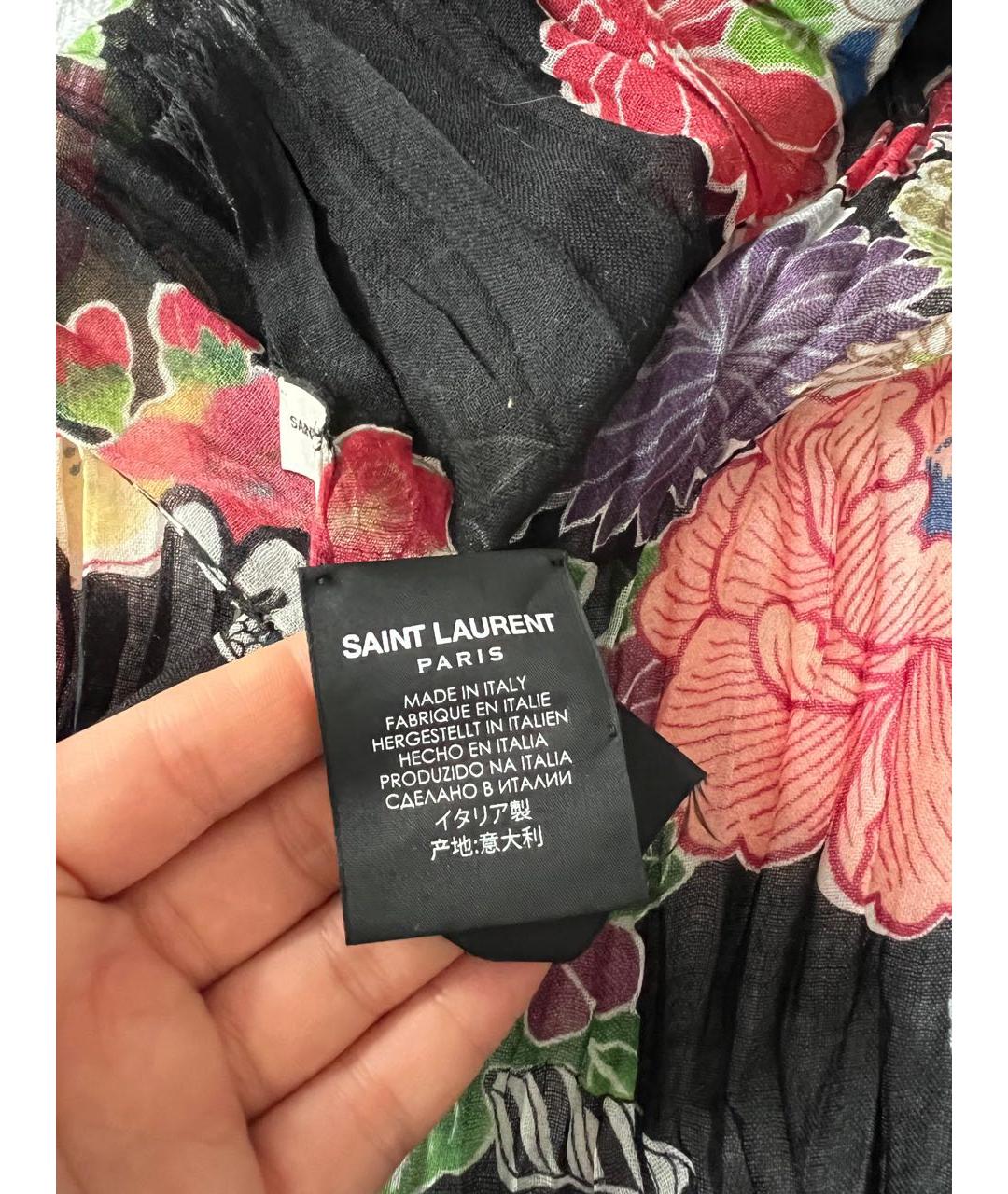SAINT LAURENT Черный шарф, фото 7