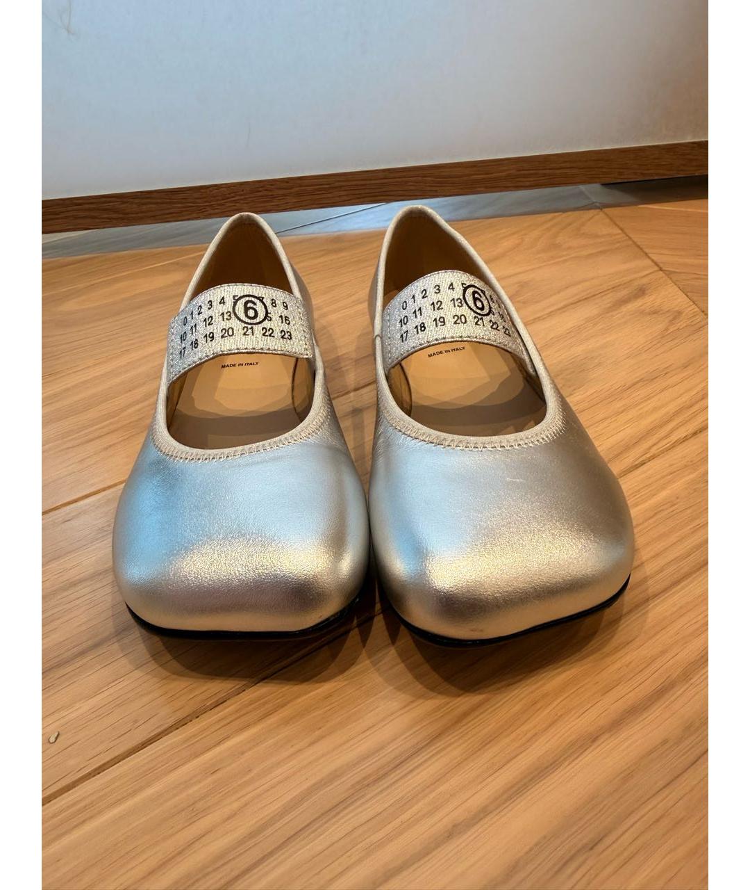 MM6 MAISON MARGIELA Серебряные кожаные туфли, фото 2